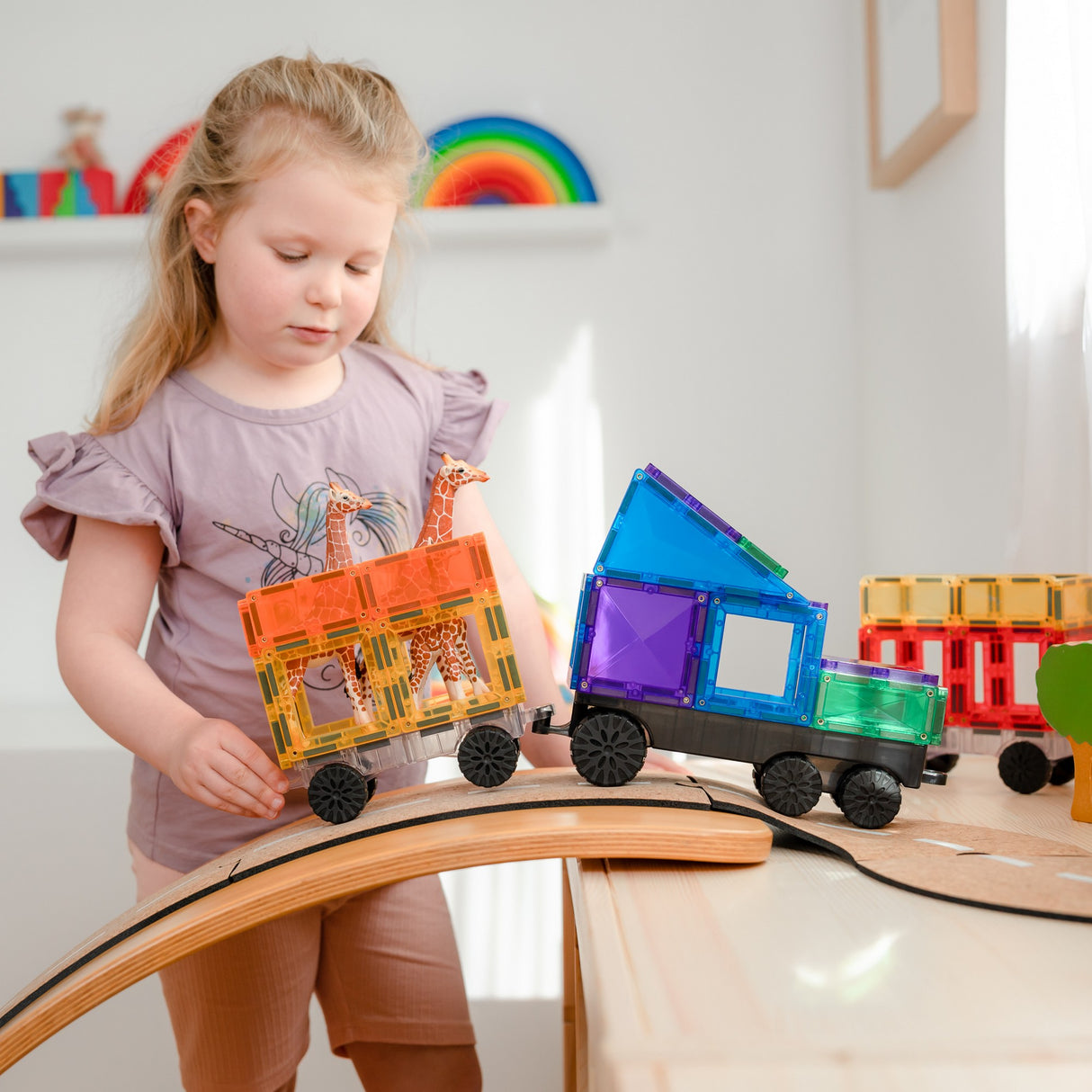 Magnet Bausteine Rainbow Transport 50 Teile - korbmayer. ganz besonders. für kinder.