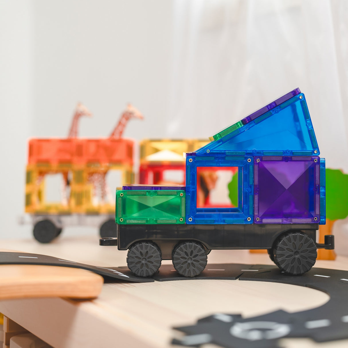 Magnet Bausteine Rainbow Transport 50 Teile - korbmayer. ganz besonders. für kinder.