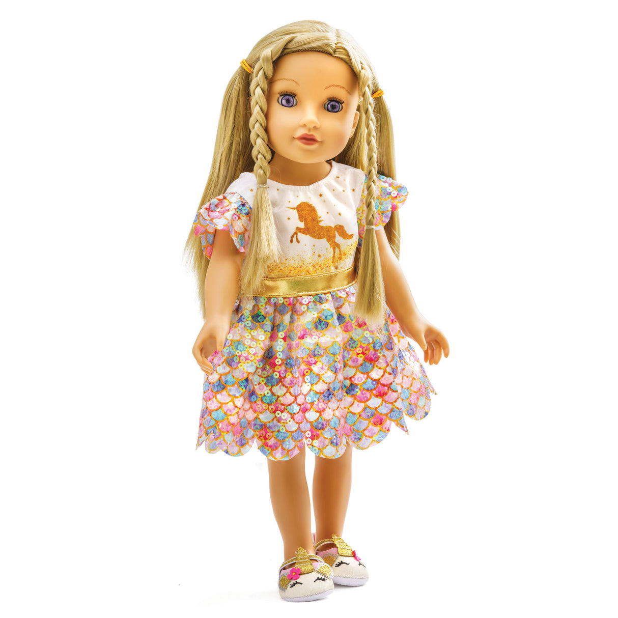 Puppenkleid "Einhorn Goldy", Gr. 35-45
