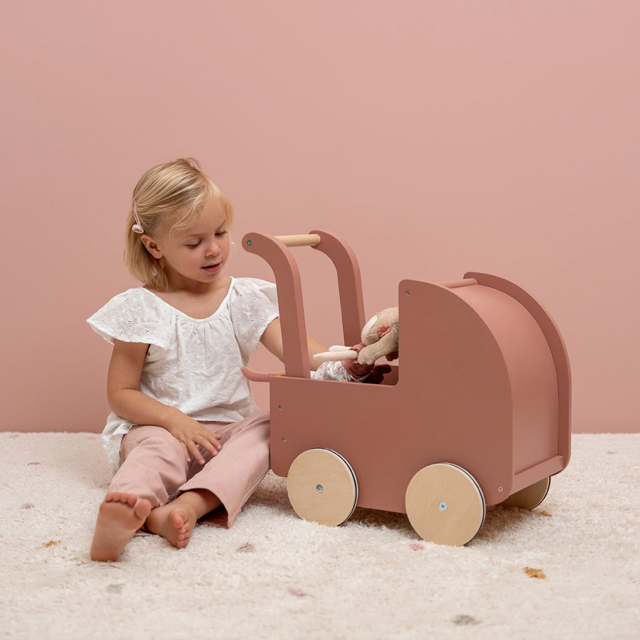 Puppenwagen Holz rosa