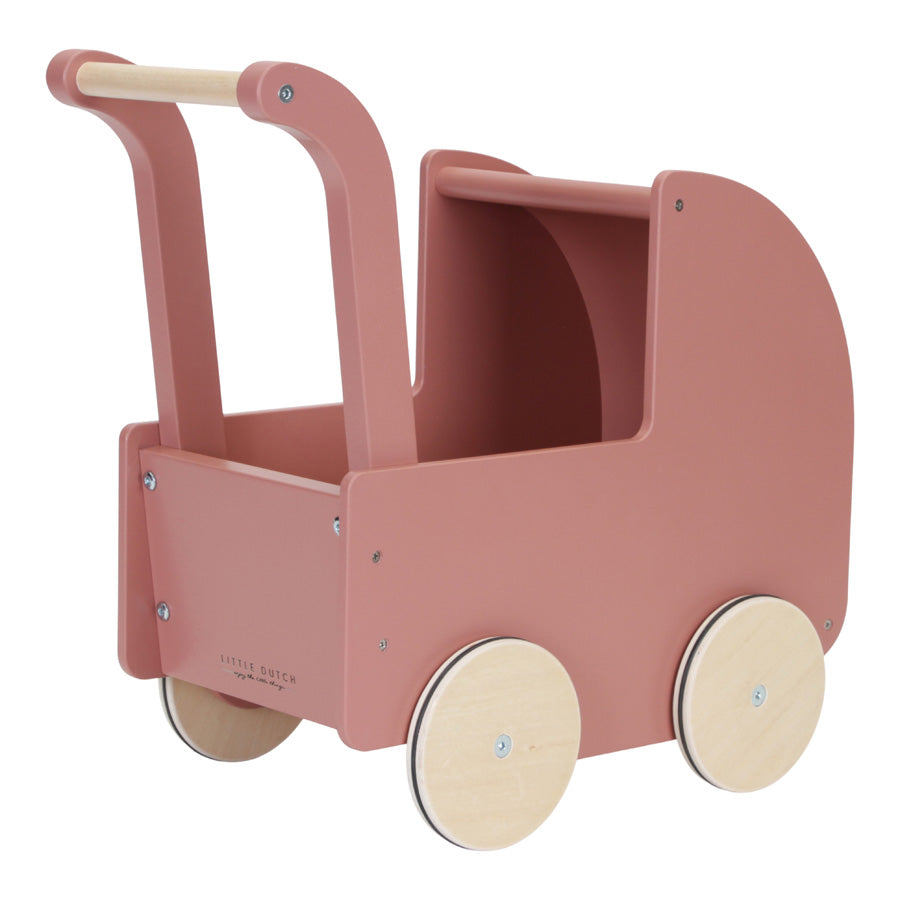 Puppenwagen Holz rosa