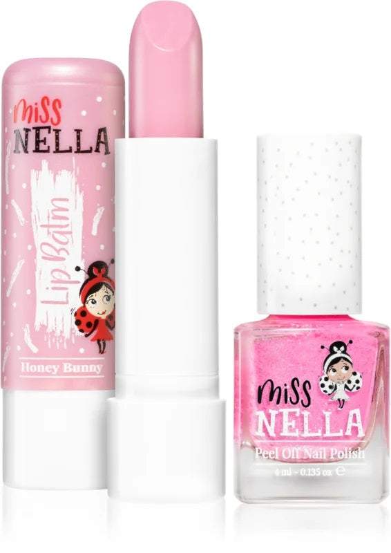 Miss Nella HONEY BUNNEY Lippenbalsam  + Miss Nella WATERMELON POPSICLE abziehbarer Nagellack - korbmayer. ganz besonders. für kinder.