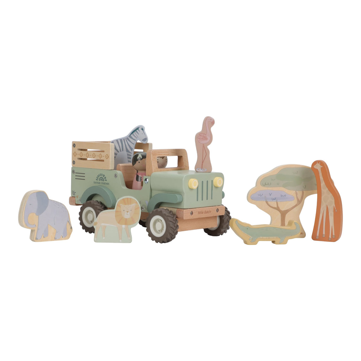 Holz-Safariauto mit Tieren
